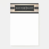 Stilvolle Monogramm Streifen Schwarz und Gold Post-it Klebezettel (Vorderseite)