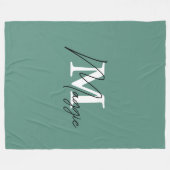 Stilvolle Monogramm trendy Türkisfarben-Initialen Fleecedecke (Vorderseite (Horizontal))