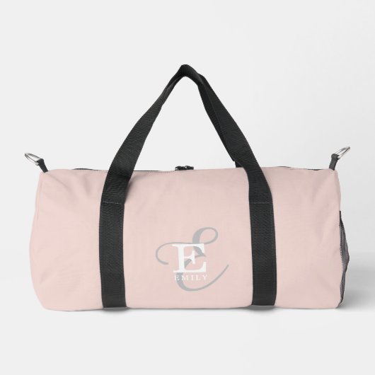 Stilvolle Monogramm Typografie Blush Pink Duffle Bag (Vorderseite)