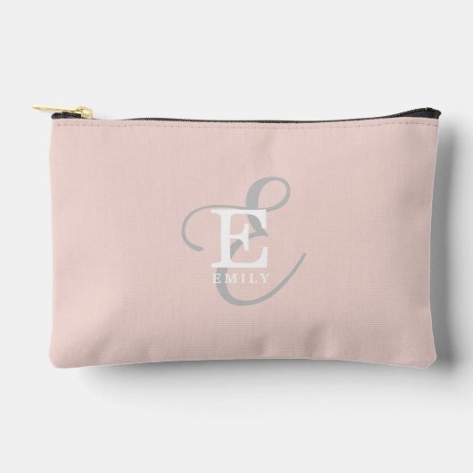 Stilvolle Monogramm Typografie Blush Pink Zubehörtasche (Vorderseite)