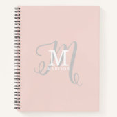 Stilvolle Monogramm und Name Kalligrafie Pink Notizblock (Vorderseite)