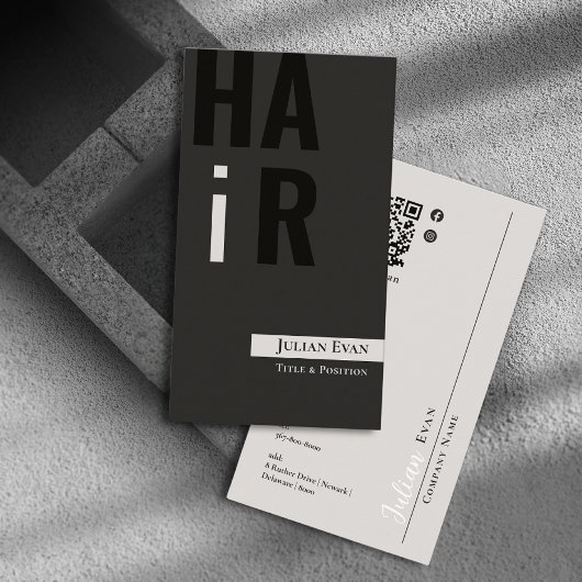 Stilvolle Monotone Hairdresser Business Card Visitenkarte