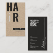Stilvolle Monotone Kraft Hairdresser Business Card Visitenkarte (Vorne/Hinten)