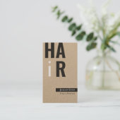 Stilvolle Monotone Kraft Hairdresser Business Card Visitenkarte (Stehend Vorderseite)