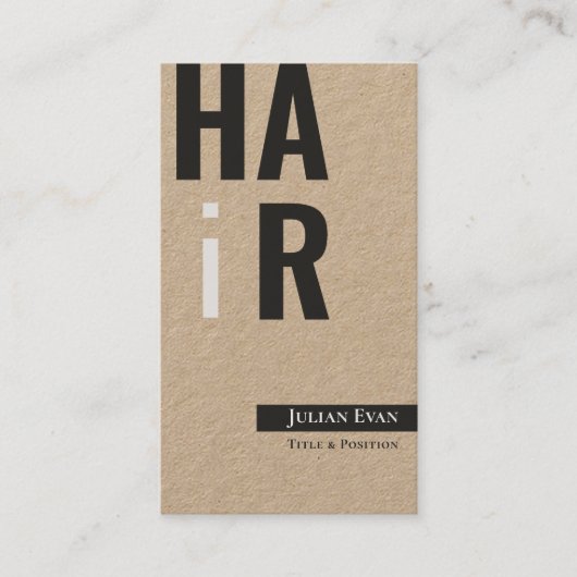 Stilvolle Monotone Kraft Hairdresser Business Card Visitenkarte (Vorderseite)