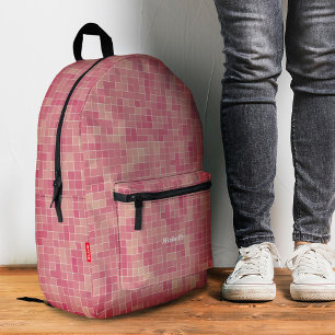Stilvolle Mosaikfliesen Pixelig Rosa Modern Bedruckter Rucksack