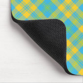 Stilvolle Mousepad: Blau, Gelb, Grün Kariert Mousepad (Ecke)