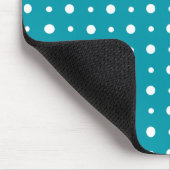 Stilvolle Mousepad, weiße Polka Dots, Aquamarin Mousepad (Ecke)