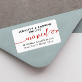 Stilvolle Moving New Address Cherry Red Calligraph Adressaufkleber