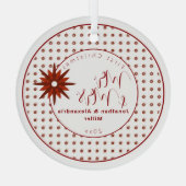 Stilvolle Mr. & Mrs. | Roter Schneeflocken Ornament Aus Glas (Rückseite)