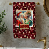 Stilvolle Mr. und Mrs. Claus Red Festive Bath Hand Badhandtuch Set