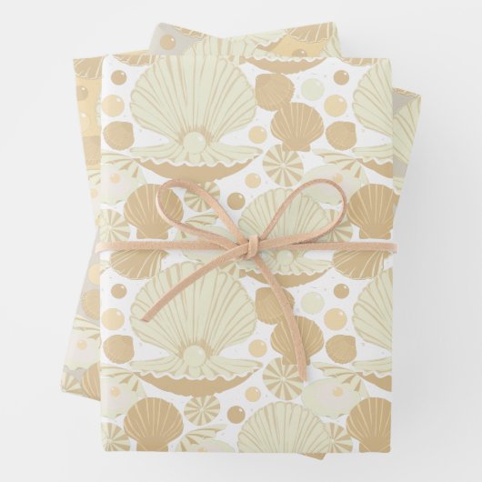 Stilvolle Muschel in Beige und Creme Geschenkpapier Set (Beispiel)