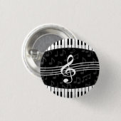 Stilvolle Musiknote Treble Clef und Piano Keys Button (Vorne & Hinten)
