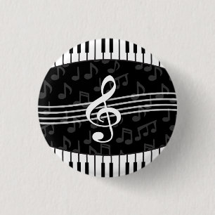 Stilvolle Musiknote Treble Clef und Piano Keys Button