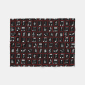 Stilvolle Musiknoten mit roten und weißen geometri Fleecedecke (Vorderseite (Horizontal))