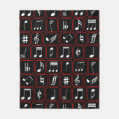 Stilvolle Musiknoten mit roten und weißen geometri Fleecedecke (Vorderseite)