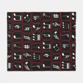 Stilvolle Musiknoten mit roten und weißen geometri Fleecedecke (Vorderseite (Horizontal))