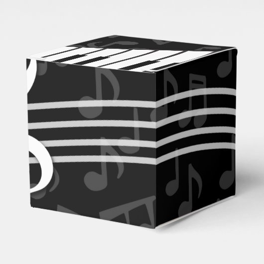 Stilvolle Musiknoten Treble Clef und Piano Keys Geschenkschachtel (Vorderseite)