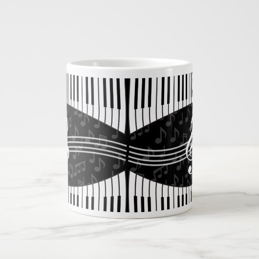 Stilvolle Musiknoten Treble Clef und Piano Keys Jumbo-Tasse (Vorderseite)