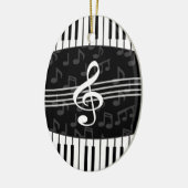 Stilvolle Musiknoten Treble Clef und Piano Keys Keramikornament (Links)