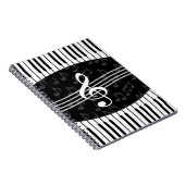 Stilvolle Musiknoten Treble Clef und Piano Keys Notizblock (Rechte Seite)