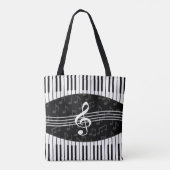 Stilvolle Musiknoten Treble Clef und Piano Keys Tasche (Rückseite)