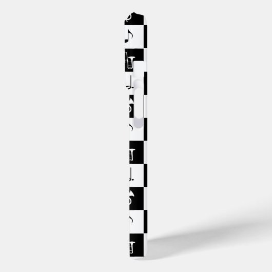 Stilvolle Musiknoten und Instrumente Schwarz-weiß Case-Mate iPhone Hülle (Rückseite / Links)