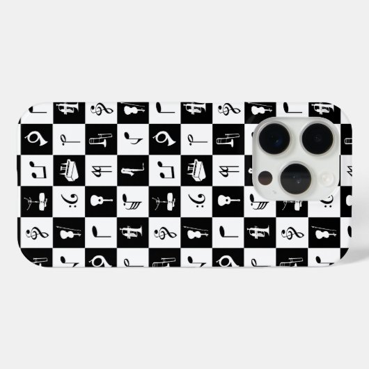 Stilvolle Musiknoten und Instrumente Schwarz-weiß Case-Mate iPhone Hülle (Rückseite (Horizontal))
