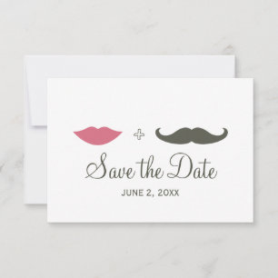 Stilvolle Mustache und Lips Save the Date