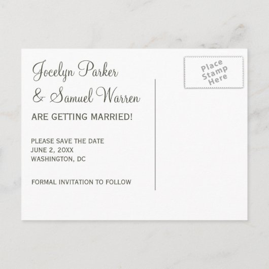 Stilvolle Mustache und Lips Save the Date Ankündigungspostkarte (Rückseite)