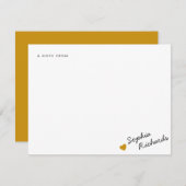 Stilvolle Mustard Yellow Feminine Heart Stationery Mitteilungskarte (Vorne/Hinten)
