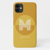 Stilvolle Mustard Yellow Geometric Modern Monogram Case-Mate iPhone Hülle (Rückseite)