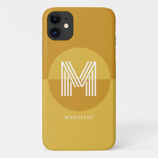 Stilvolle Mustard Yellow Geometric Modern Monogram Case-Mate iPhone Hülle (Rückseite)