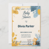 Stilvolle Mustard Yellow und Slate Blue Aquarell Einladung (Vorderseite)