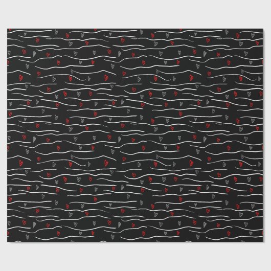 Stilvolle Muster für rote graue Herzen und Strippe Geschenkpapier (Flach)