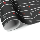 Stilvolle Muster für rote graue Herzen und Strippe Geschenkpapier (Rolleneckpunkt)