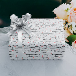 Stilvolle Muster für rote graue Herzen und Strippe Geschenkpapier