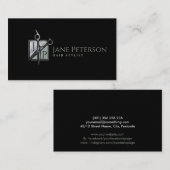 Stilvolle Mutter Perlhaarstylienmonogramm Visitenkarte (Vorne/Hinten)