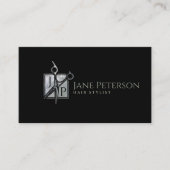 Stilvolle Mutter Perlhaarstylienmonogramm Visitenkarte (Vorderseite)