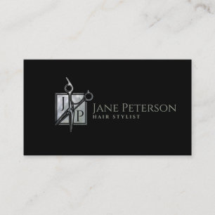 Stilvolle Mutter Perlhaarstylienmonogramm Visitenkarte