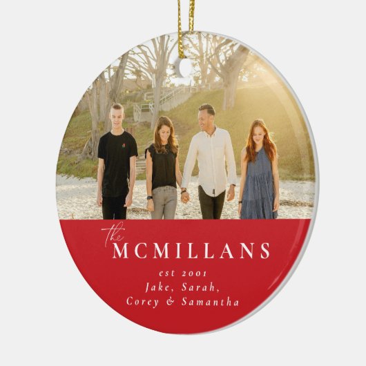 Stilvolle Nachname Holiday Pattern Weihnachten Keramik Ornament (Links)