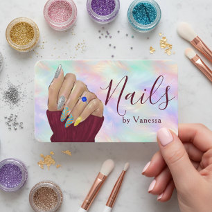 Stilvolle Nagelkunst Schillernde Opal Maniküre Kün Visitenkarte