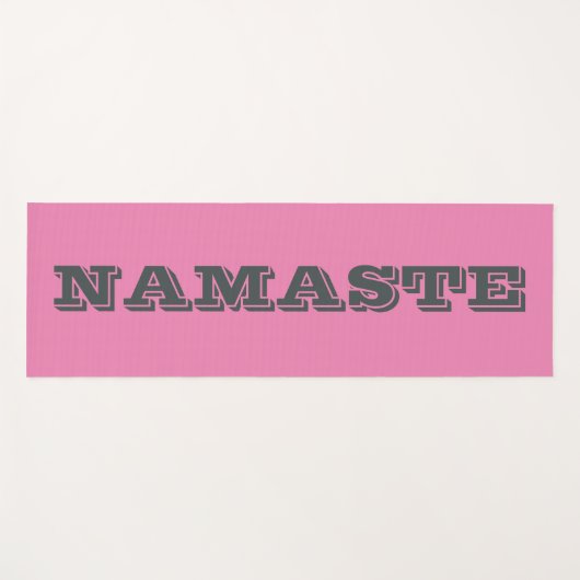 Stilvolle Namaste Pink Gray Typographic Yoga Mat Yogamatte (Vorderseite (Horizontal))