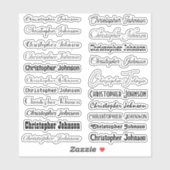 Stilvolle Name Signatur Schwarzer Text Skript Kiss Aufkleber (Blatt)