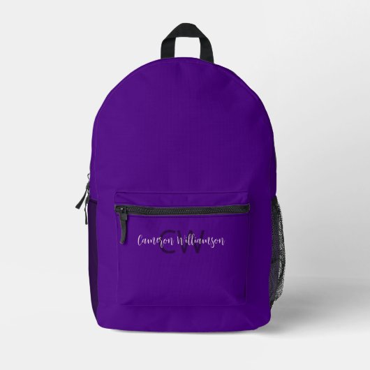 Stilvolle Name und Initialen von Skript-Schriftart Bedruckter Rucksack (Vorderseite)