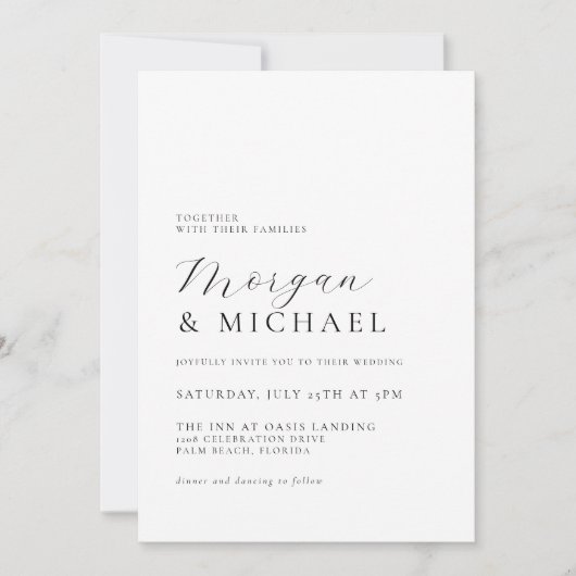 Stilvolle Namen Einfache klassische Hochzeit Einladung (Vorderseite)