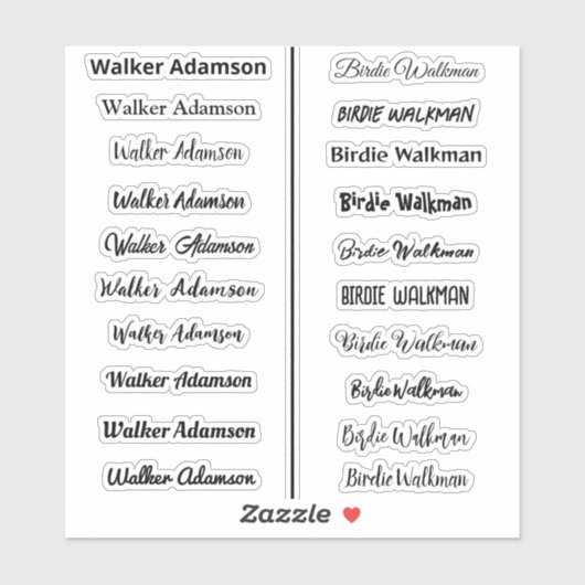 Stilvolle Namensaufkleber Aufkleber (Blatt)