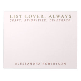 Stilvolle Namensliste Lover Pastel Pink Minimalist Notizblock