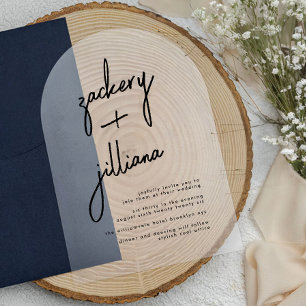 Stilvolle NAMES Moderne Schwarz-Weiß-Hochzeit Acryleinladungen