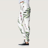 Stilvolle Natur Elegance Rosa & Grüne Blätter Pfei Leggings (Links)